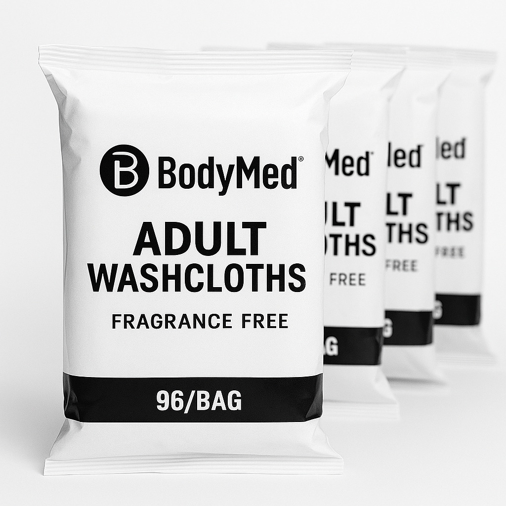 BodyMed® Adult Washcloths – Fragrance Free, 96/Bag (Case of 6 Bags = 576 Wipes)