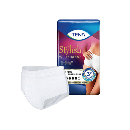 TENA Women’s Protective Underwear – Stylish White, Heavy Absorbency (Case of 4 Packs)