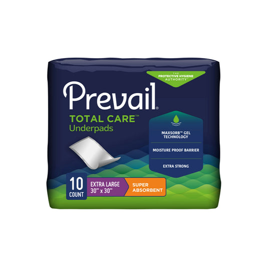 Prevail Underpads 30x30 Extra Large Plus – Case of 12 Bags (120 pads) – Super absorbent bed pads