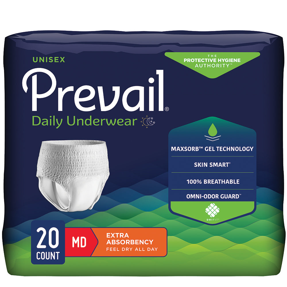 Prevail Daily Underwear – Maximum Absorbency, Unisex (Case of 4 Bags)