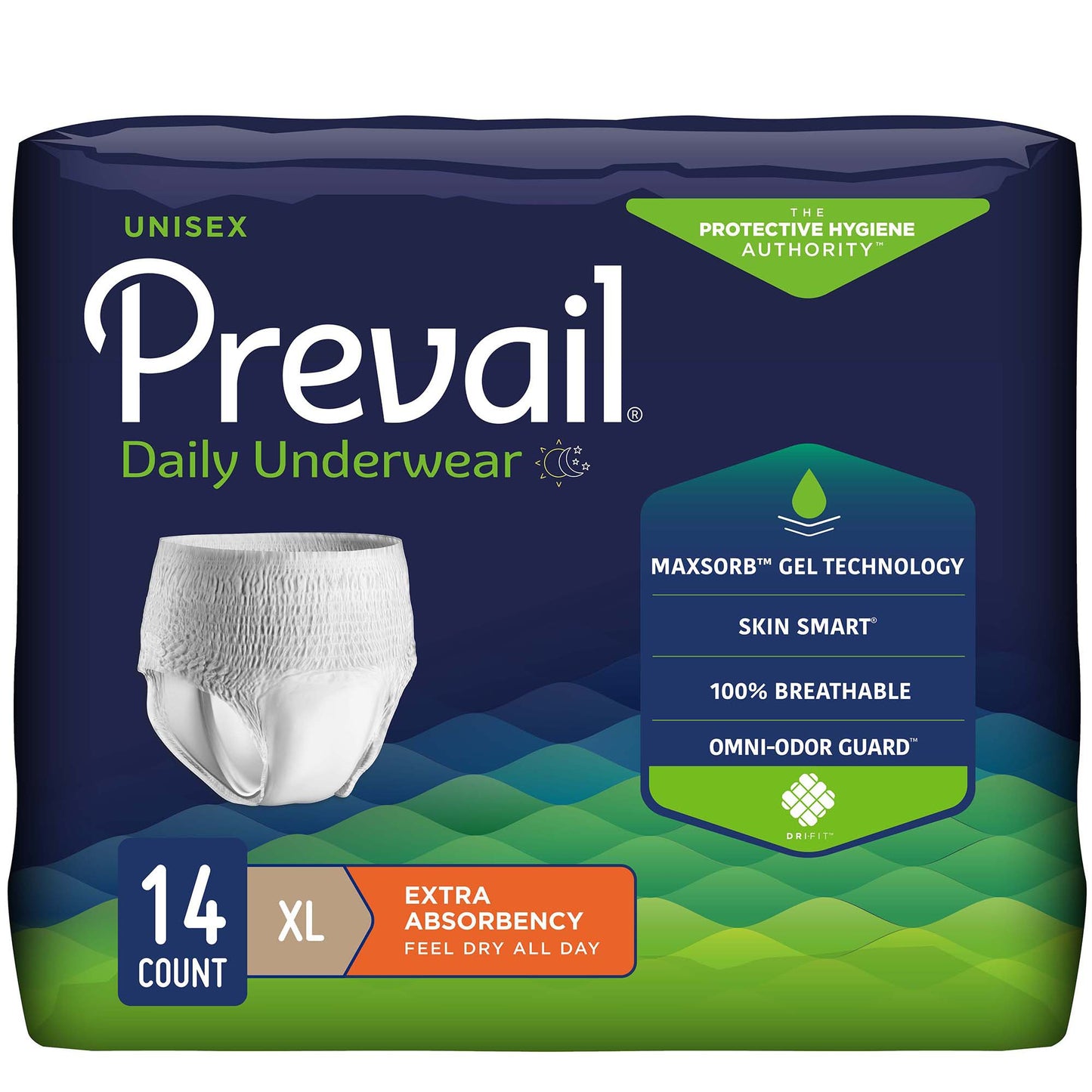 Prevail Daily Underwear – Maximum Absorbency, Unisex (Case of 4 Bags)