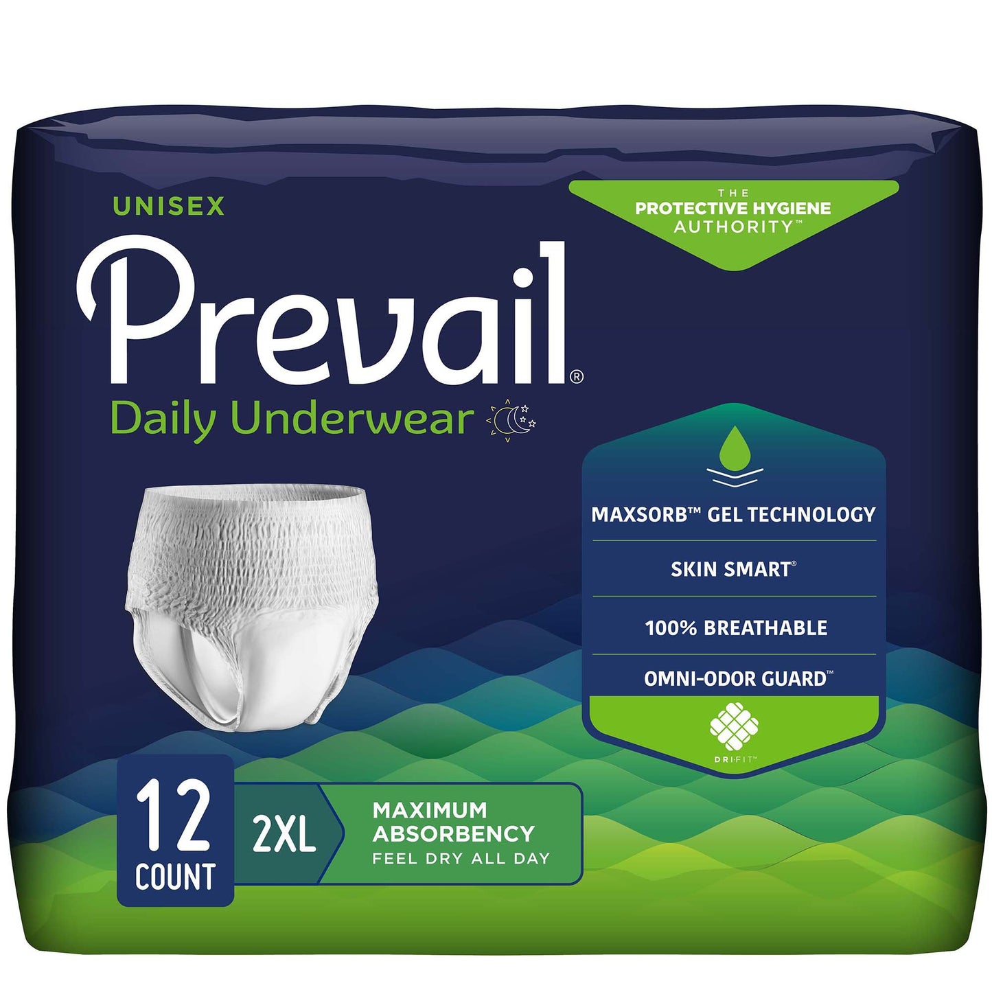 Prevail Daily Underwear – Maximum Absorbency, Unisex (Case of 4 Bags)