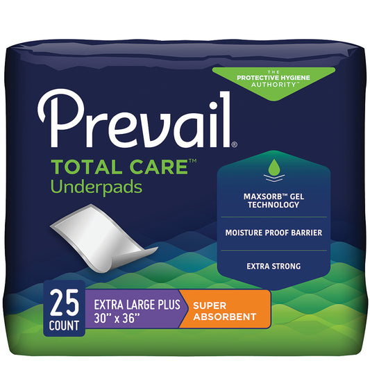 Prevail Underpads 30×36 – Case of 6 Bags (150 Total Pads)
